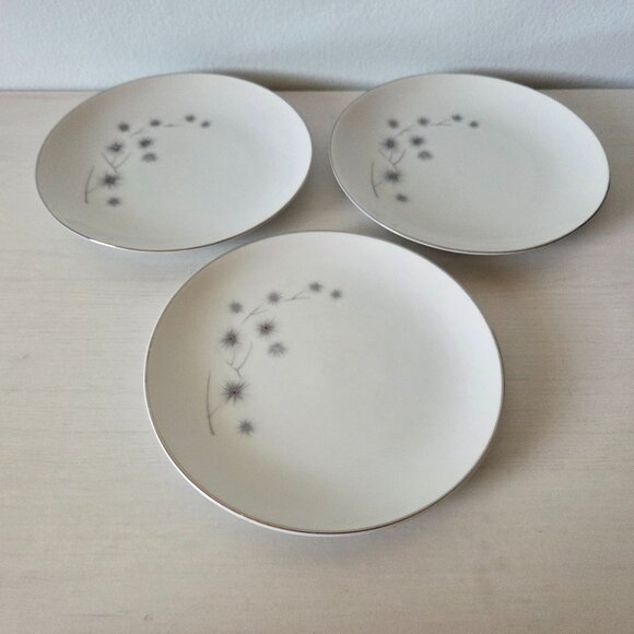 Set of 3 Vintage Platinum Star Burst by Creative Bread & Butter Plates - Picture 2 of 3